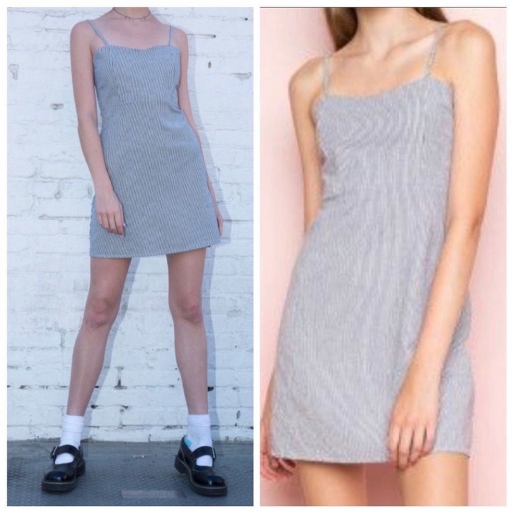 Brandy Melville Karla Railroad Ticking Stripe Stretch Cotton Casual Mini Dress